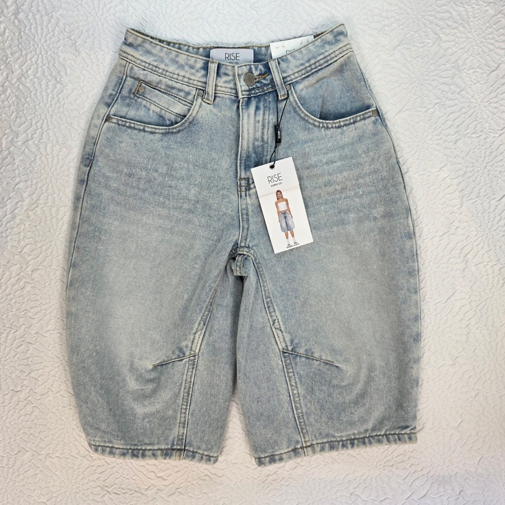 Rise Supply Co Barrel Jorts Stone Blue Wash Denim Shorts RS5SS005-SB-Y482 Size 1